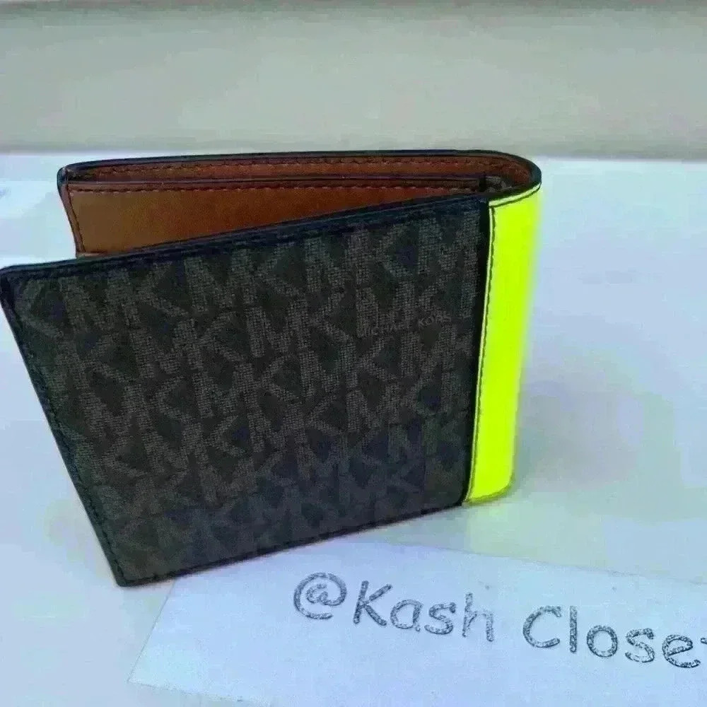 Michael Kors Mens Wallet Cooper Billfold Logo Faux Leather Brown - Picture 2 of 8